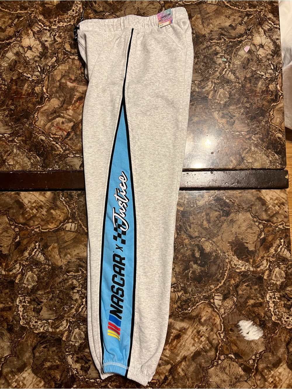 Nascar Gray Sweatpants with Blue Side Stripe - Picture 3 of 5